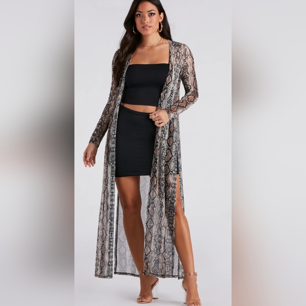 Slither Mesh Snake Print Duster